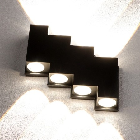 Facade lamp "Ray", FSD-012, 8 W, 3000K, 4 rays, IP65, 220 V, metal, black