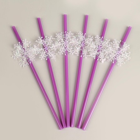 Pipe for cocktail "Snowflakes", set, 6 pcs., Mix color-1