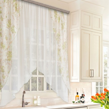Set of curtains for the kitchen Witerra Ophelia 300x160cm, Green, PE100%
