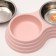 Metal dual bowl on a plastic base 2 x 160 ml, 25 x 14 x 5 cm, pink