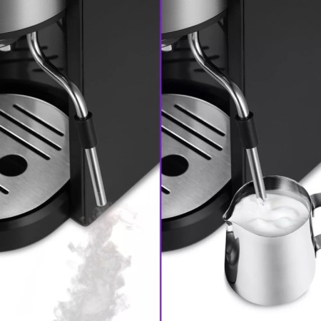 Coffee machine KitFort KT-7137, Rozhkova, 1150 watts, 1.3 l, cappuccino, black-silver-silver-3
