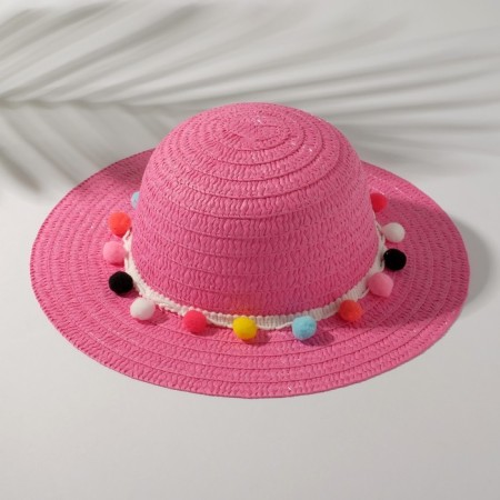 Hat with bombs for Minaku girl, size 50, pink color-3