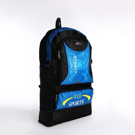 A backpack on a zipper with an increase, 55l, 5 external pockets, blue color-3