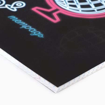 Subject notebook A5, 48 liters on the clip “Neon. Geography »Soft touch lamp, 3D varnish-1
