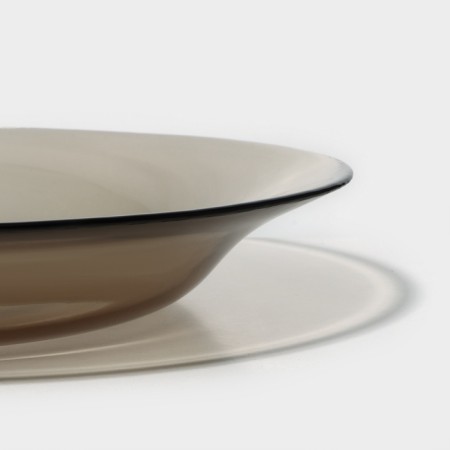 Small glass plate "Warckeshop Brows", D = 22 cm, brown color-4
