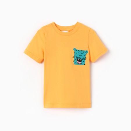 T-shirt for the boy "Tiger", yellow color, height 98-104 cm