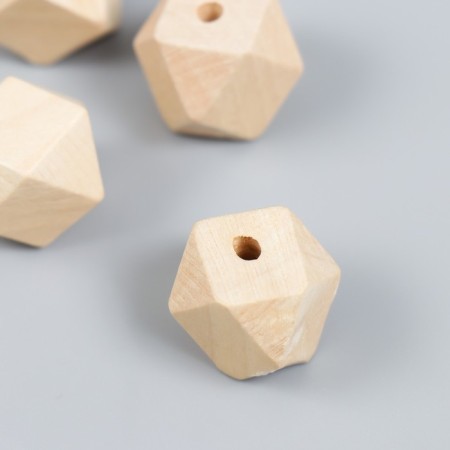 Beads wooden polyhedraries 16x16 mm (set 4 pcs) without coating