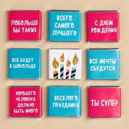 Milk chocolate “Happy Birthday”, postcard, 5 g. X 9 pcs.-2
