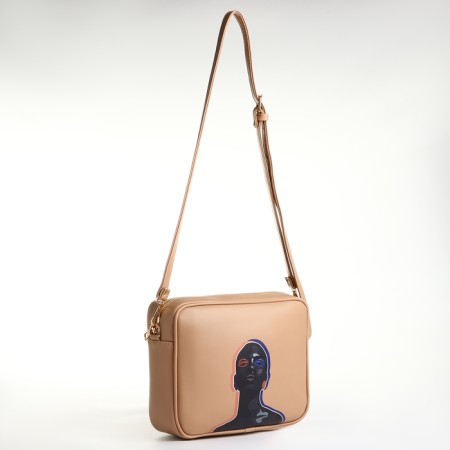 Women's bag over the shoulder Textura, small size, beige color-3