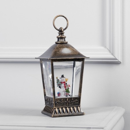 LED figure "Lantern with a snowman" 12 × 24 × 12 cm, plastic, AAX3 batteries (not in the kit), USB, glow warm white-1