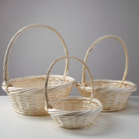 A set of baskets, 3 pcs, 36x14/39 cm, 30x12/34 cm, 23x8/25 cm, willow bleached