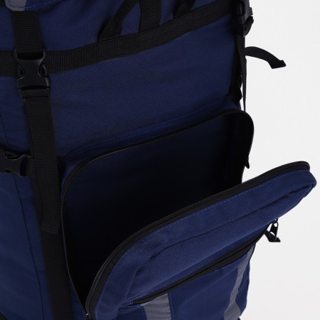 Tourist backpack, TAIF, 80 l, cord department, outer pocket, 2 side nets, blue/gray color-9