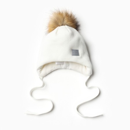 Hat for girls, milk color, size 46-50