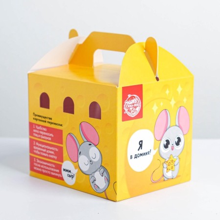Cardboard transportation for birds and rodents "cheese house"-5