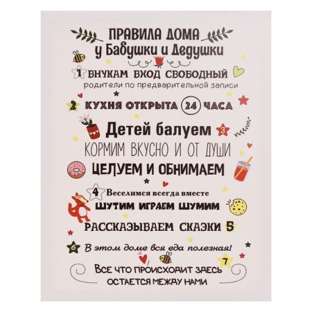 Picture on the canvas "Rules at home, grandparents" 40x50 cm