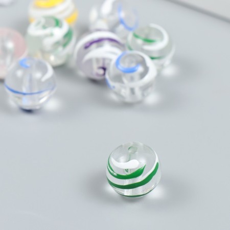 Plastic beads "Transparent balls with colored strip" set 20 grams mix d = 1.6 cm-1