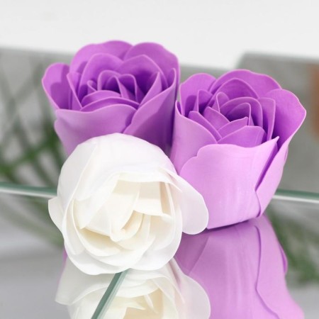 Soap roses, white and purple, set of 6 pcs.-3