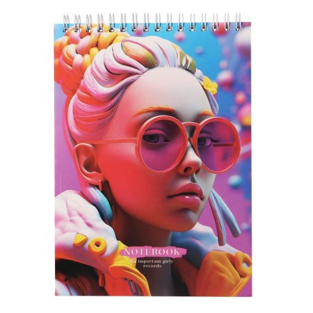 Notepad A5, 60 sheets in a cage on the crest Important Girl, cover coated cardboard, hard substrate, mix-4
