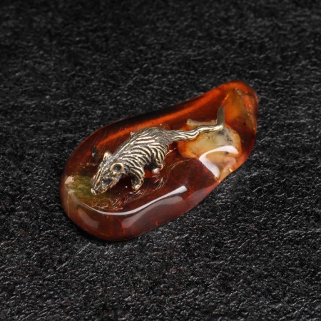 Souvenir "Koshelkaya mouse", brass, amber, 1.5x3 cm-3