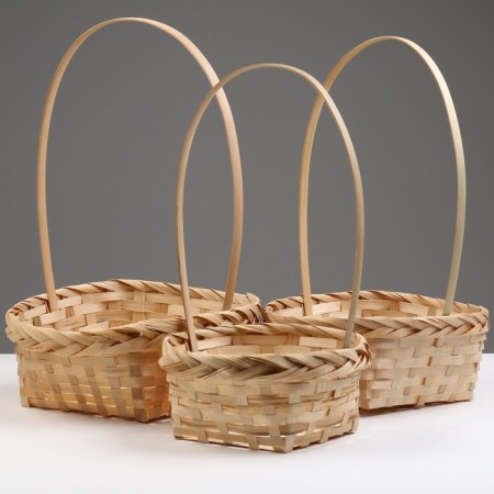 A set of wicker baskets, D19x9/32 cm, d22x9.5/34 cm, d25x10/36 cm, 3pcs, bamboo