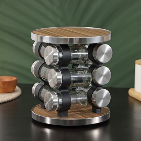 Set for spices on the stand "Eco", 19 × 21.5 cm, 12 pcs