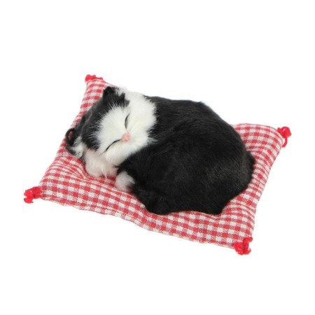 Toy on a car panel, a cat on a pillow, black and white color-3