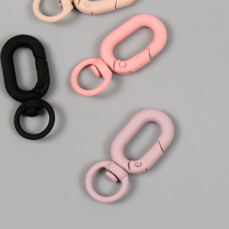 Carabiner Metal with a ring "Oval. Matte pastel" MIX 3.8x1.6 cm-2