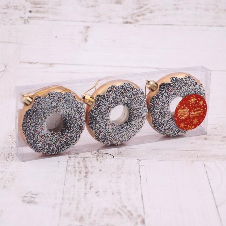 Christmas tree decoration "Donuts" (set 3 pcs) 2x8 cm-1