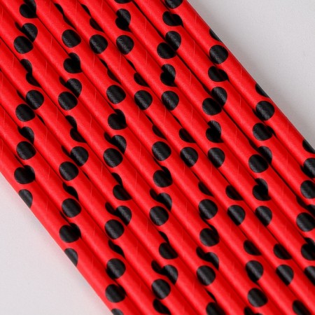 Pipe for cocktail "Peas", set 12 pcs., Red color-1