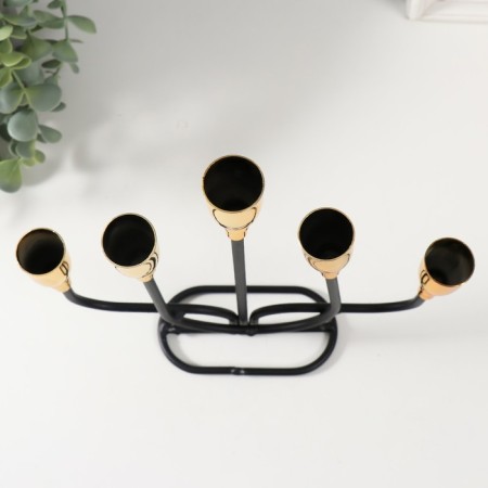 Summary Metal for 5 candles "Neptune" black with gold 20.6x5.7x25.8 cm-4
