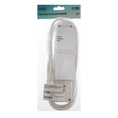 Luazon Lighting extension cord, 4 sockets, 3 m, 10 A, 2200 W, 3x1.5 mm2, with salary, with off., B-4