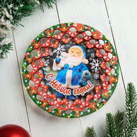 Souvenir wooden plate "New Year. Hello, Grandfather Frost", Color