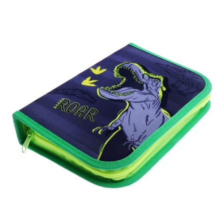 Penal 3 sections, tab inside, 140 x 210 x 40 mm, fabric, calligrata top Block "Dinosaur"-2