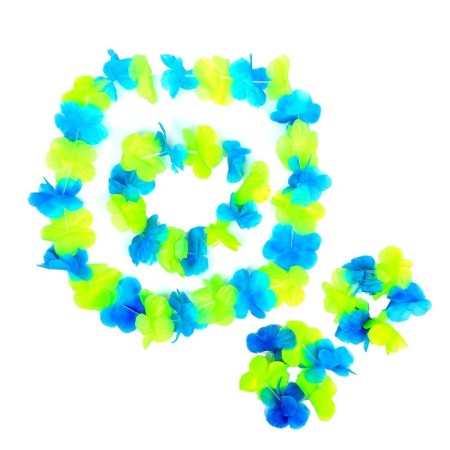 Hawaii set "Flowerers", (necklace, wreath 2 bracelets), green color-1