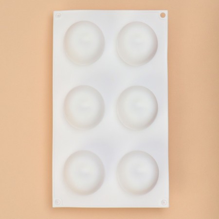 Form for mousse desserts and baking of the apple, silicone, 29 × 17 × 5.5 cm, 6 cells (d = 6 cm), white color-3