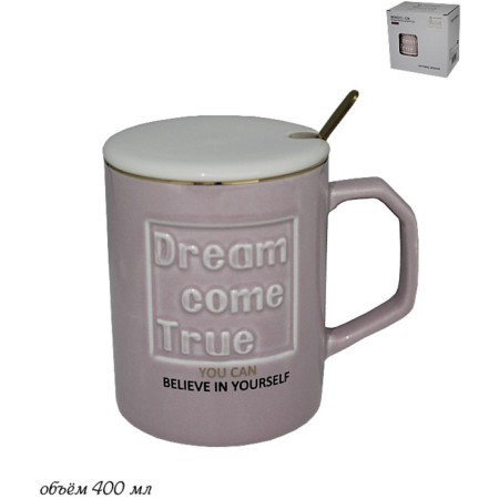 Lenardi mug, with a lid and spoon, 400 ml