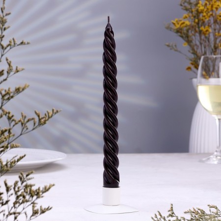 Candle twisted, 2.3x 24.5 cm, 12 pieces, black-3