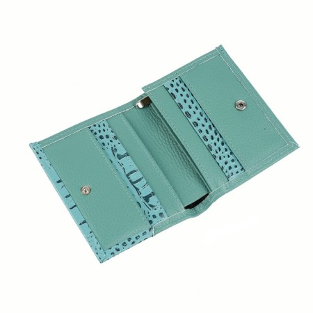 P914 Wallet on the button, the map for maps (6)/coins/bill, turquoise color 10.5x12.5x1.5cm-1