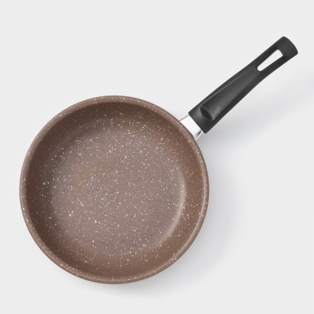 Rock pan, d = 17 cm, plastic handle, anti -stick coating, brown color-2