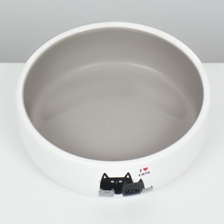 Ceramic "Favorite cats" 300 ml 13.4 x 4 cm, gray-white-3
