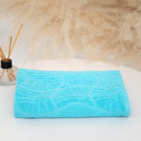 Tainted towel "wave", size 50x90 cm, 300 g/m2, blue color