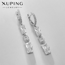 Earrings with rhinestones Xuping Dreams, white color in silver
