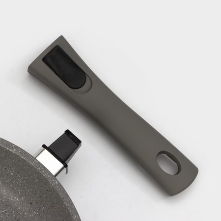 Pan, d = 24 cm, removable handle, glass cover, anti -stick coating, color light marble-4