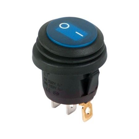 Cliva switch Round 250V 6A (3C) On-OFF blue with backlight moisture protection Rexant