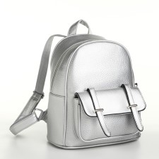 City backpack on a zipper, silver color