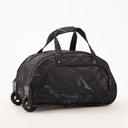 Road bag on wheels, lightning department, outer pocket, black color