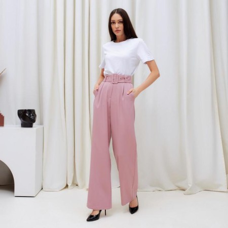 Women's straight pants MIST, size 50, pink color-2