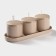 A set of ceramic cans with spoons on the stand "Pastel", 3 items: 250 ml, beige color