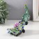 Polystone souvenir "Green peacock on a snag with a flower" 13.7x13.2x7.5 cm