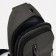Male sling bag from textiles, headphones, green color